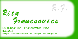 rita francsovics business card